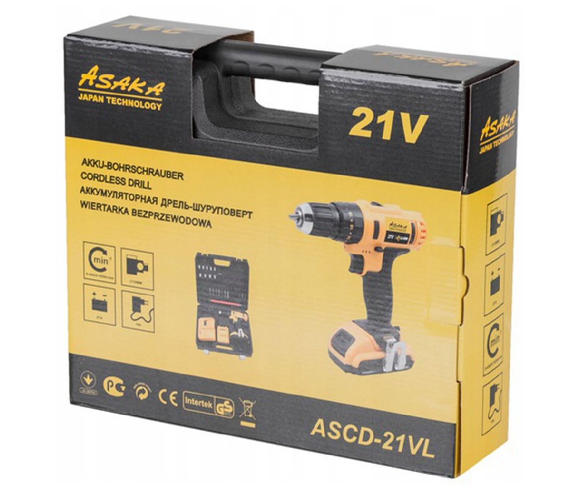 Masina de insurubat cu impact Asaka pe acumulator Li-Ion 2Ah / 21V, Powermat ASCD-21VL