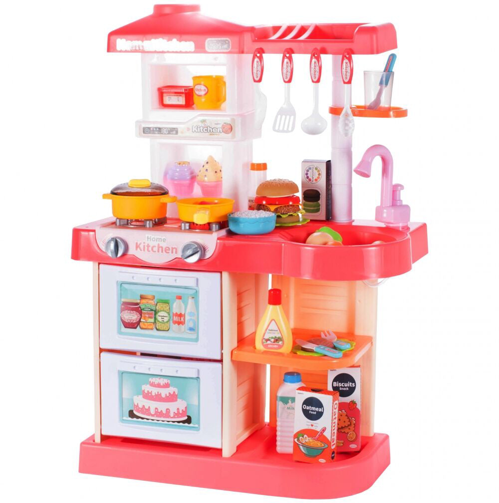 Set bucatarie pentru copii cu accesorii, cutii si recipiente pentru alimente, tacamuri, 26 elemente, MalPlay 107884