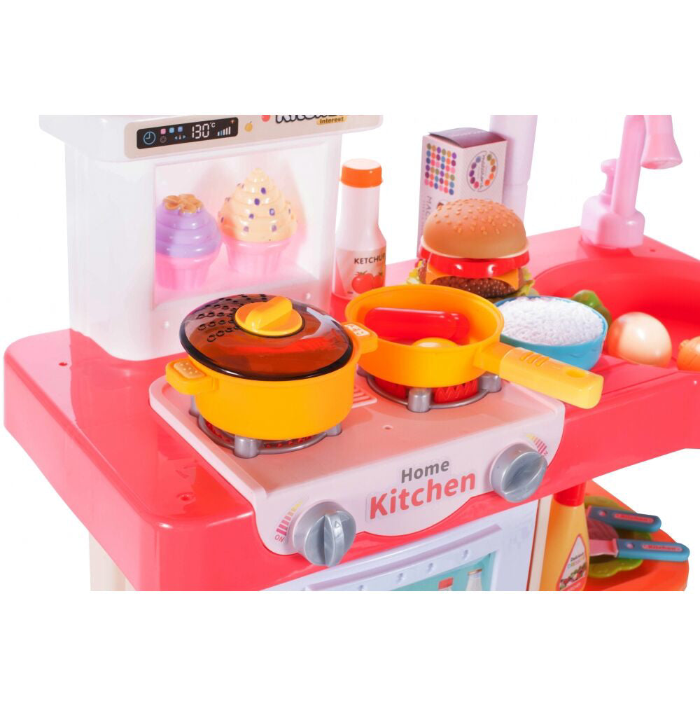 Set bucatarie pentru copii cu accesorii, cutii si recipiente pentru alimente, tacamuri, 26 elemente, MalPlay 107884