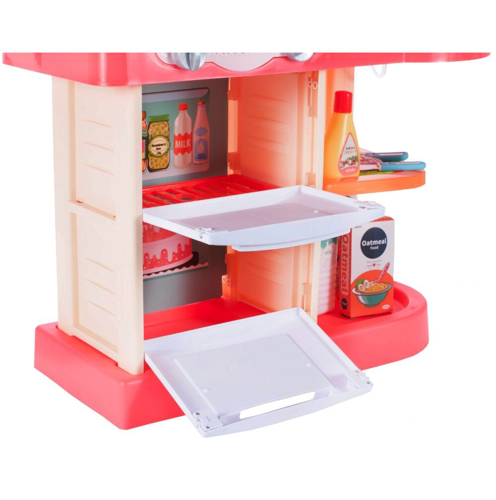 Set bucatarie pentru copii cu accesorii, cutii si recipiente pentru alimente, tacamuri, 26 elemente, MalPlay 107884