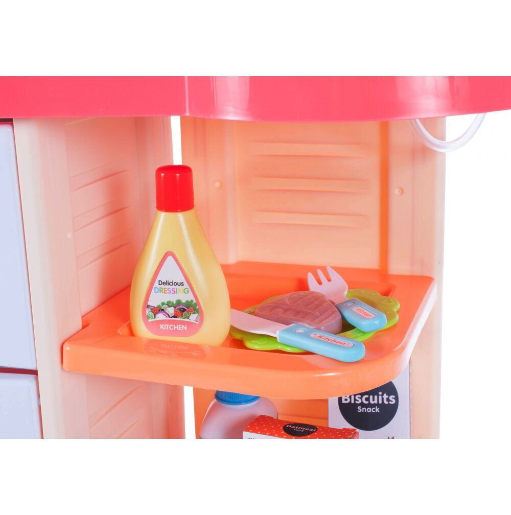 Set bucatarie pentru copii cu accesorii, cutii si recipiente pentru alimente, tacamuri, 26 elemente, MalPlay 107884