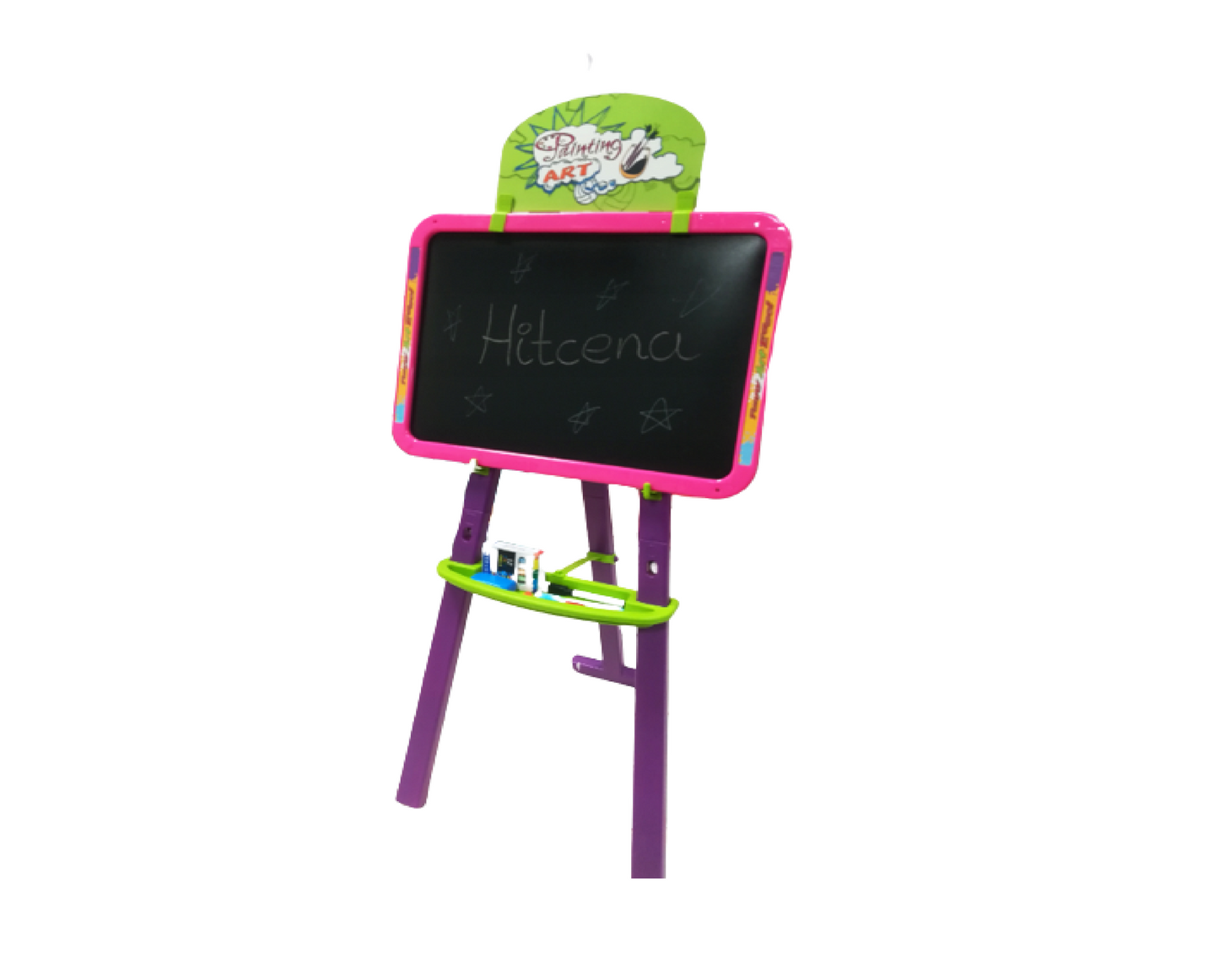 Set tabla 2 in 1, creta, markere, litere si cifre magnetice, burete, MalPlay 108403