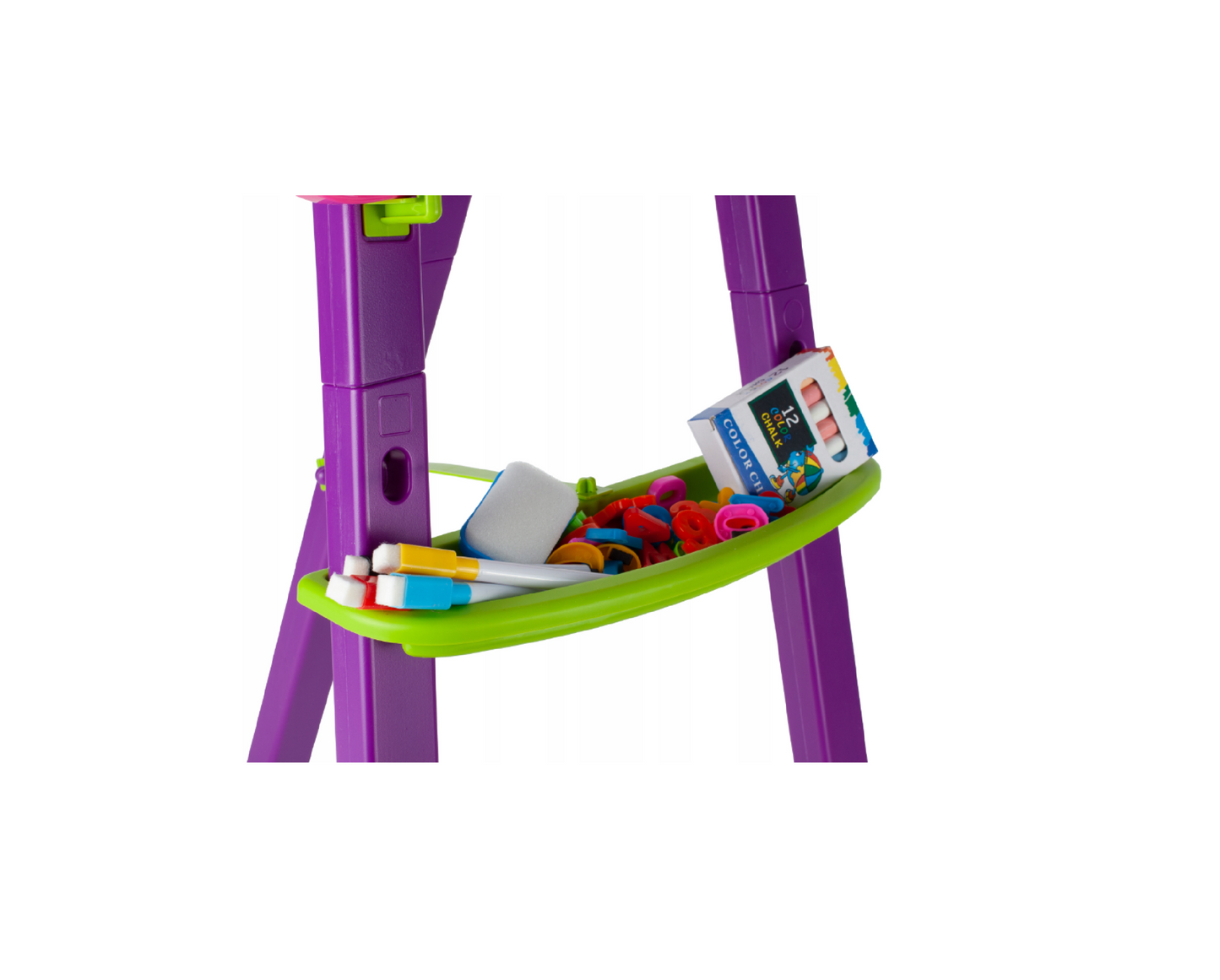 Set tabla 2 in 1, creta, markere, litere si cifre magnetice, burete, MalPlay 108403