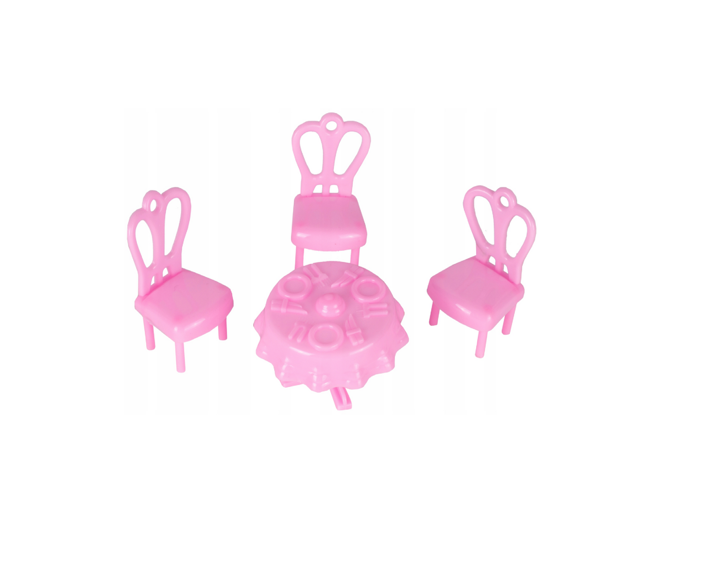 Set casuta de papusi cu accesorii, 59.5 x 42 x 22 cm, masina, mobilier, figurine, 122 piese, MalPlay 108443