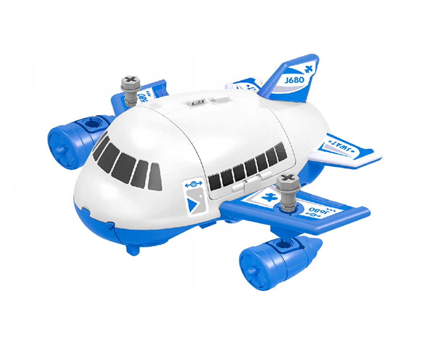 Set asamblare avion, vehicule de politie, semne de circulatie, MalPlay 108257