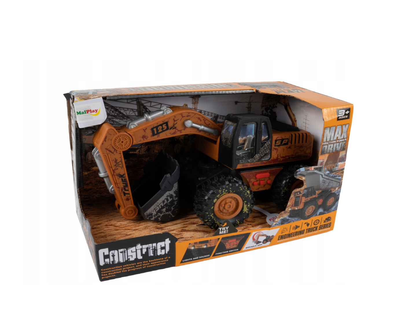 Excavator cu lumini si sunete, 29 x 13 x 21,5 cm, MalPlay 109733