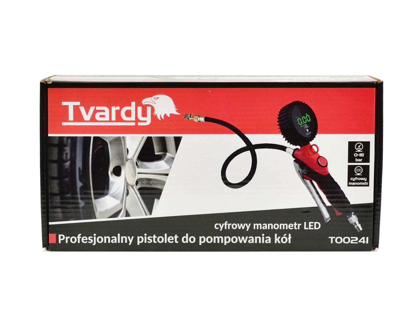 Pistol profesional pentru umflat cu manometru, 0-18 bar, Tvardy T00241