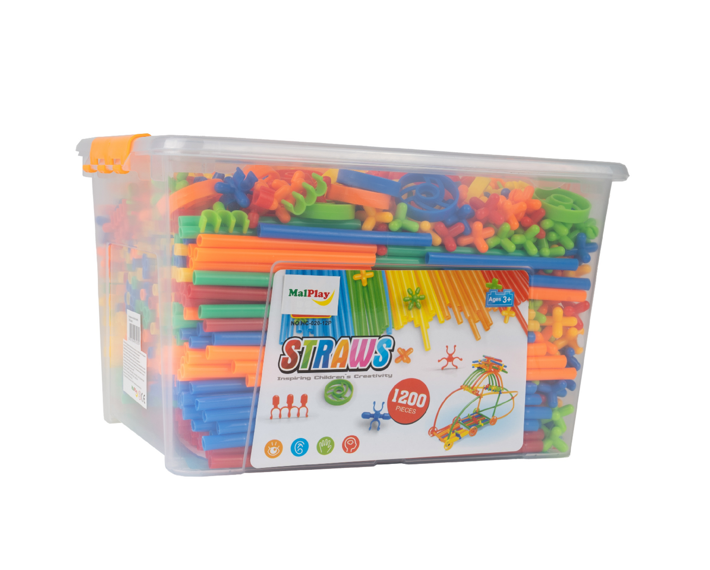 Set creativ de constructie, 1200 tuburi flexibile, MalPlay 109885
