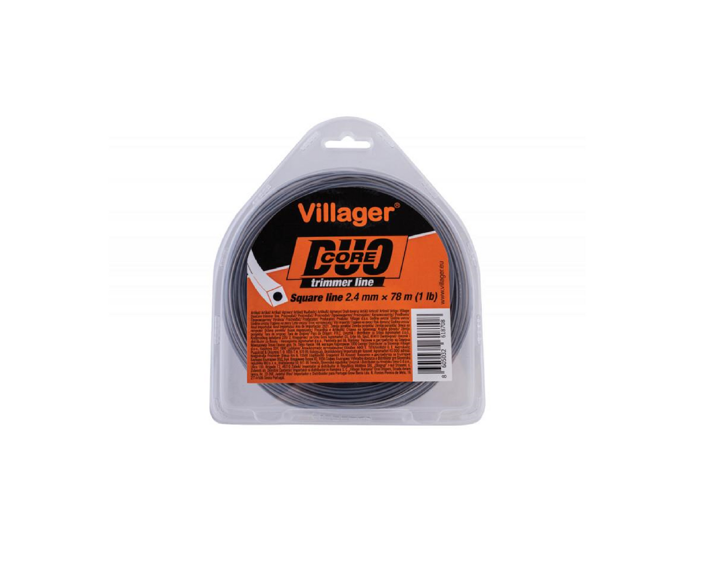 Fir patrat nailon pentru trimmer, 2.4 mm x 15 m Duo Core, Villager VL068391