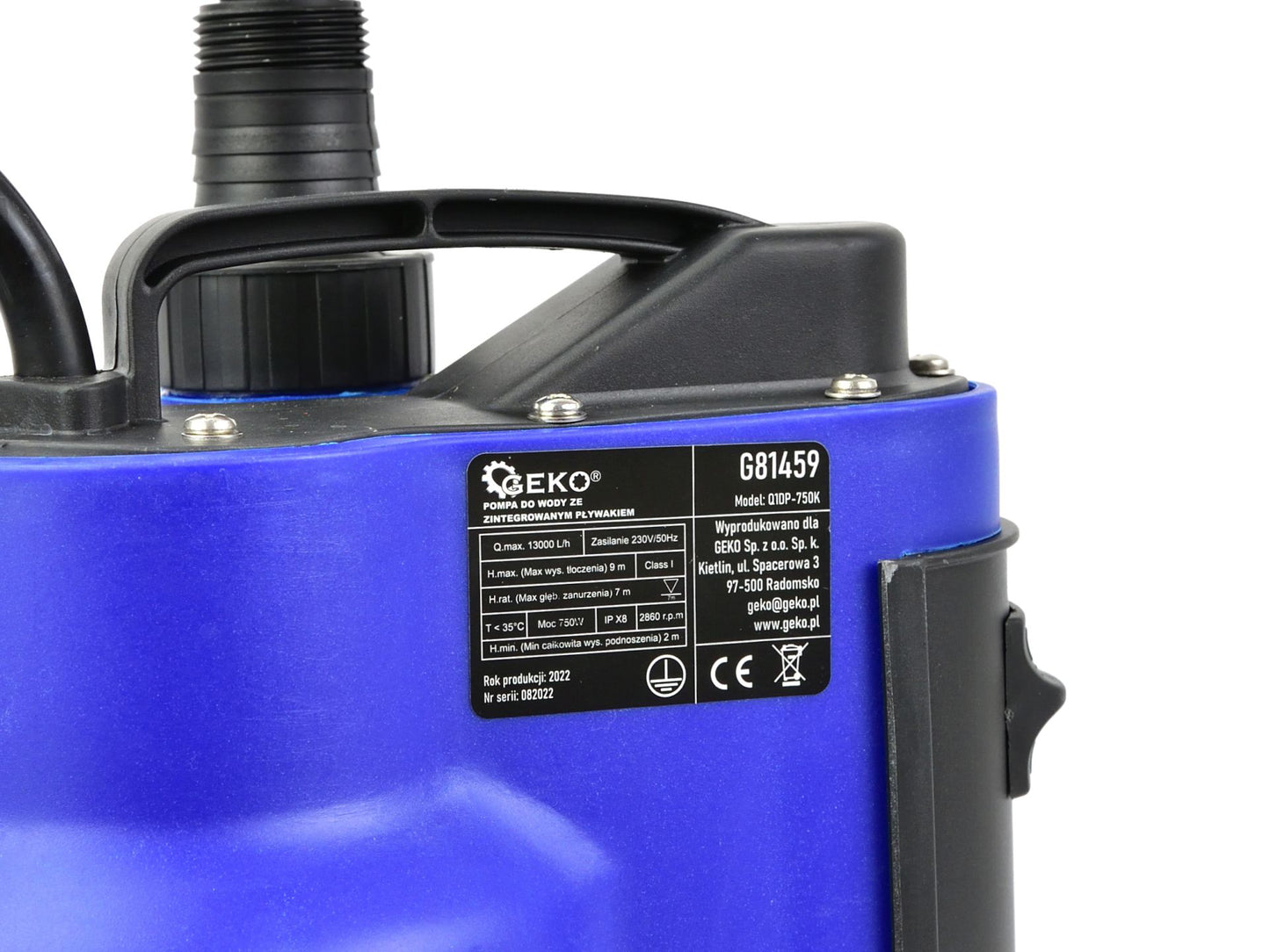 Pompa submersibila pentru pentru apa curata / murdara cu plutitor, 750 W, Geko G81459