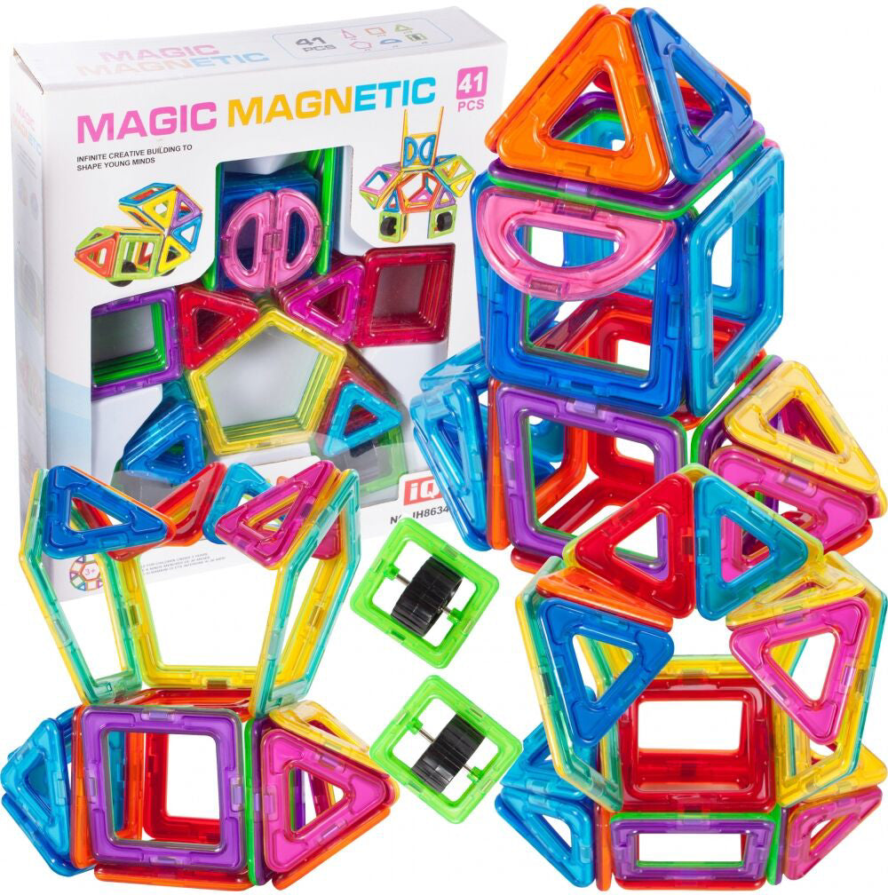Set blocuri magnetice 3D, 41 elemente, MalPlay 108173
