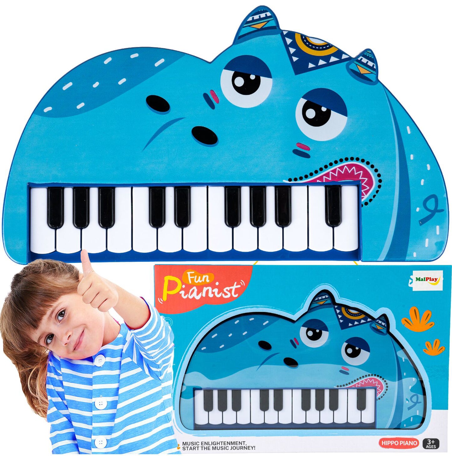 Orga interactiva in forma de hipopotam, 25 x 3.1 x 14.2 cm, MalPlay 109870