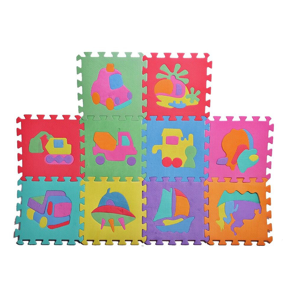 Covor puzzle din spuma, 29 x 29 cm, 10 elemente, MalPlay 102158