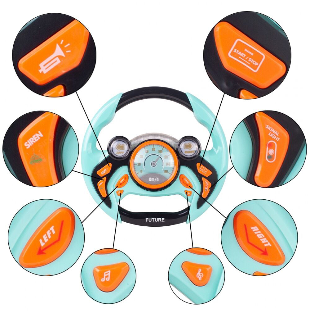 Volan interactiv muzical cu sunete si lumini, 25 x 3.5 x 24 cm, MalPlay 109124