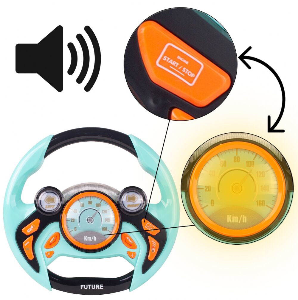 Volan interactiv muzical cu sunete si lumini, 25 x 3.5 x 24 cm, MalPlay 109124