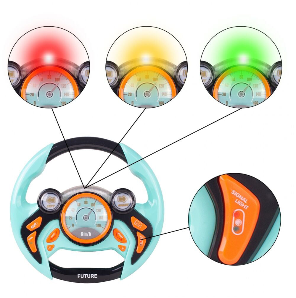 Volan interactiv muzical cu sunete si lumini, 25 x 3.5 x 24 cm, MalPlay 109124