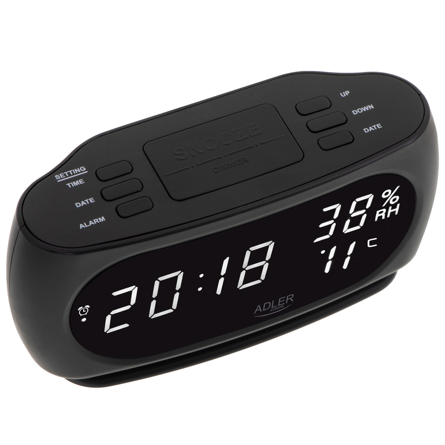 Ceas cu alarma, indicator de temperatura si umiditate, Adler AD1186