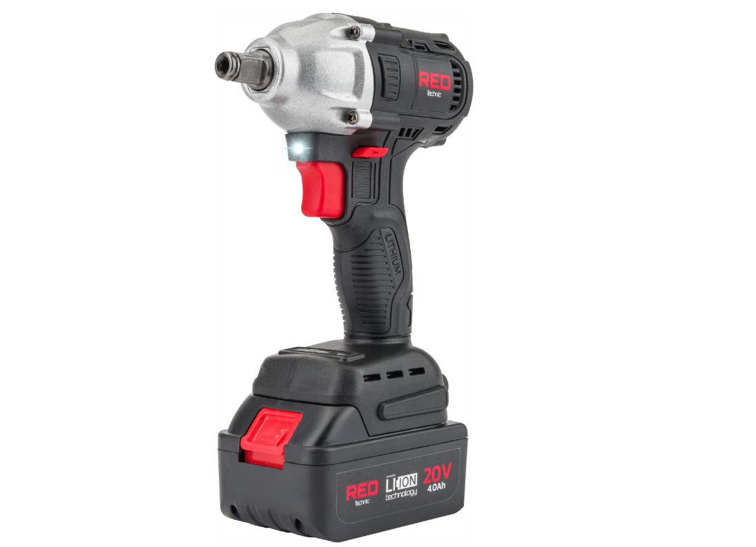 Cheie electrica de impact cu acumulator, 20 V, 4 Ah, 380 Nm, Red Technic RTAKU0026
