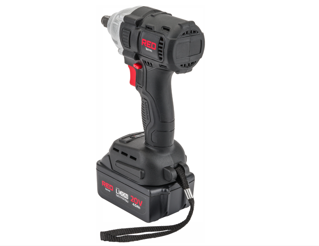 Cheie electrica de impact cu acumulator, 20 V, 4 Ah, 380 Nm, Red Technic RTAKU0026