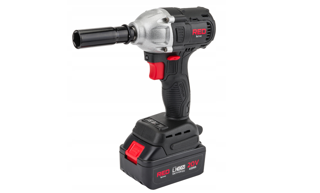 Cheie electrica de impact cu acumulator, 20 V, 4 Ah, 380 Nm, Red Technic RTAKU0026