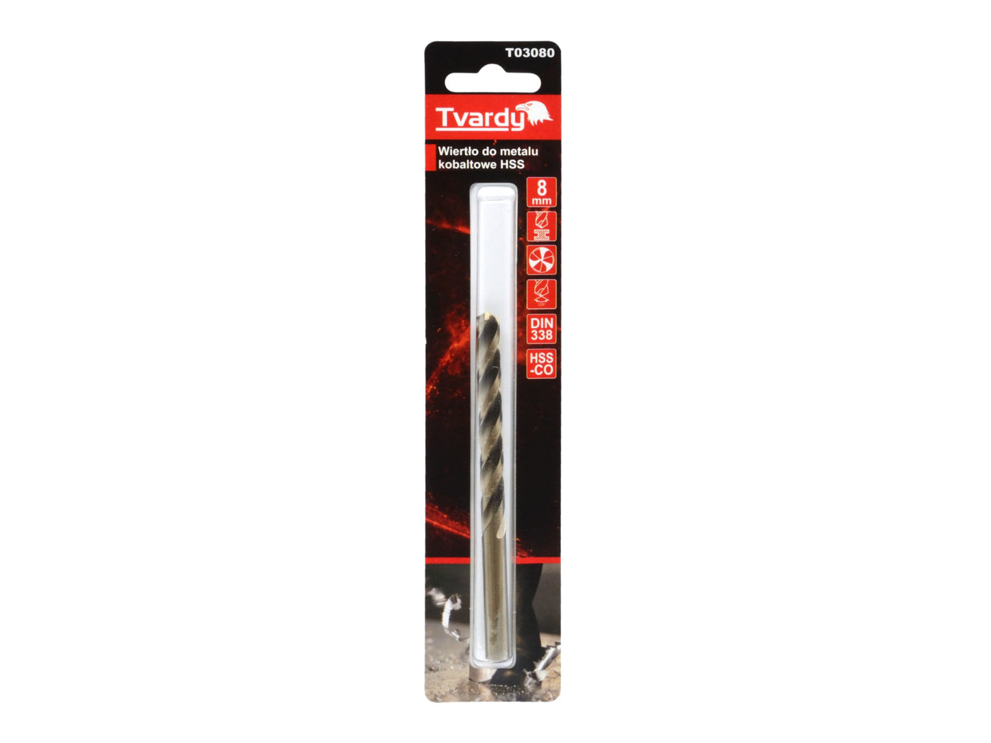 Burghiu HSS pentru metal M35, 8 mm, Tvardy T03080