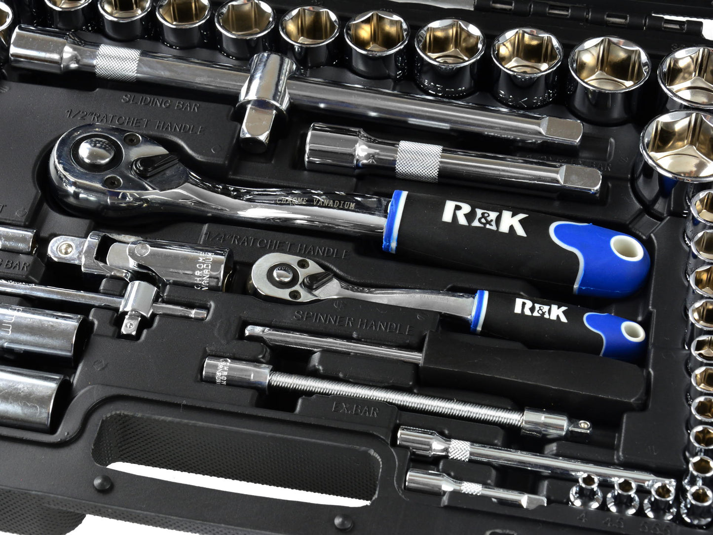 Set chei tubulare profesionale, 94 elemente, 1/4"- 1/2", R&K RK00201