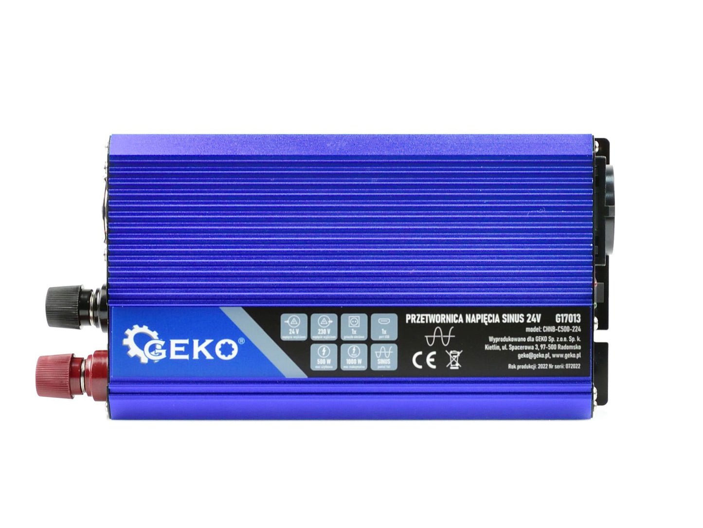 Convertor de tensiune, 24 V / 230 V, 500 W / 1000 W, Geko G17013