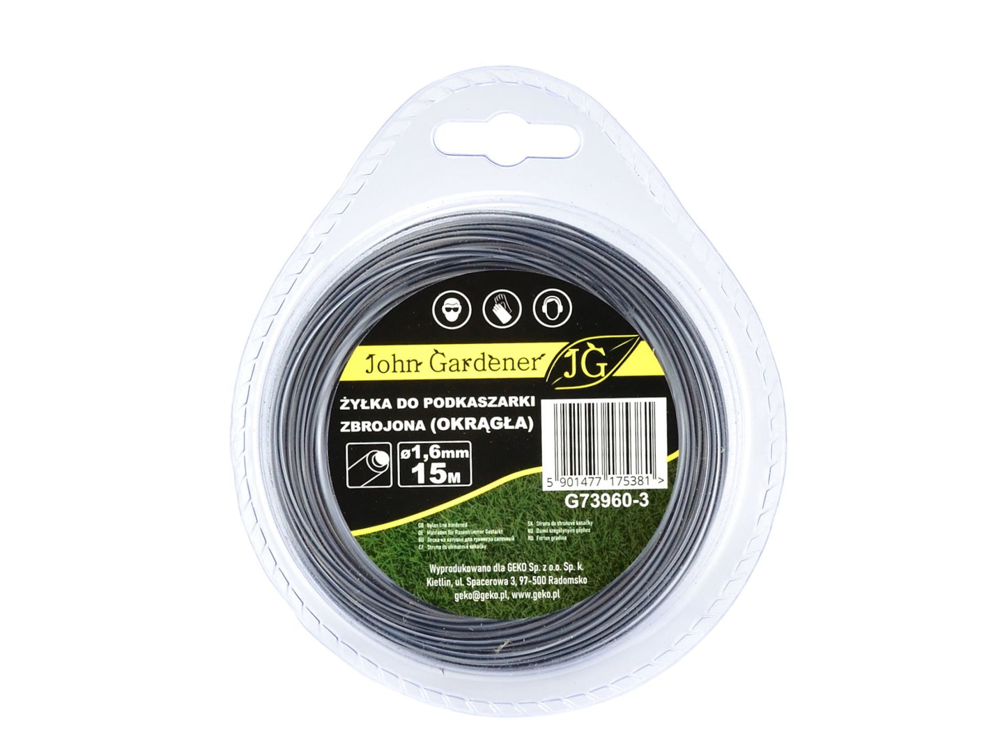 Fir trimmer rotund intarit, 1.6 mm x 15 m, John Gardener G73960-3