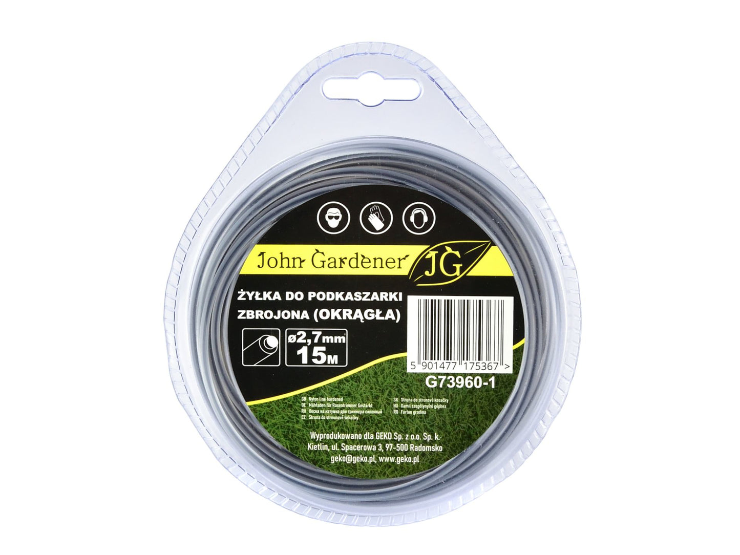 Fir trimmer rotund intarit, 2.7 mm x 15 m, John Gardener G73960-1