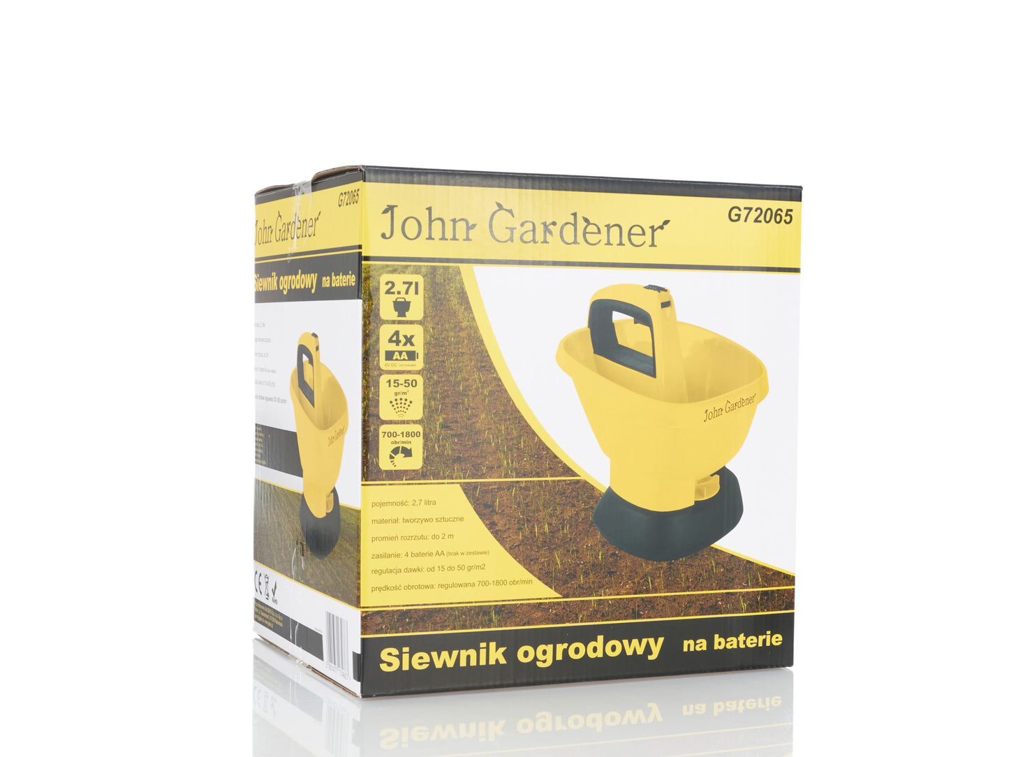 Semanatoare electrica pentru imprastiere seminte si fertilizant, 2.7 l, John Gardener G72065