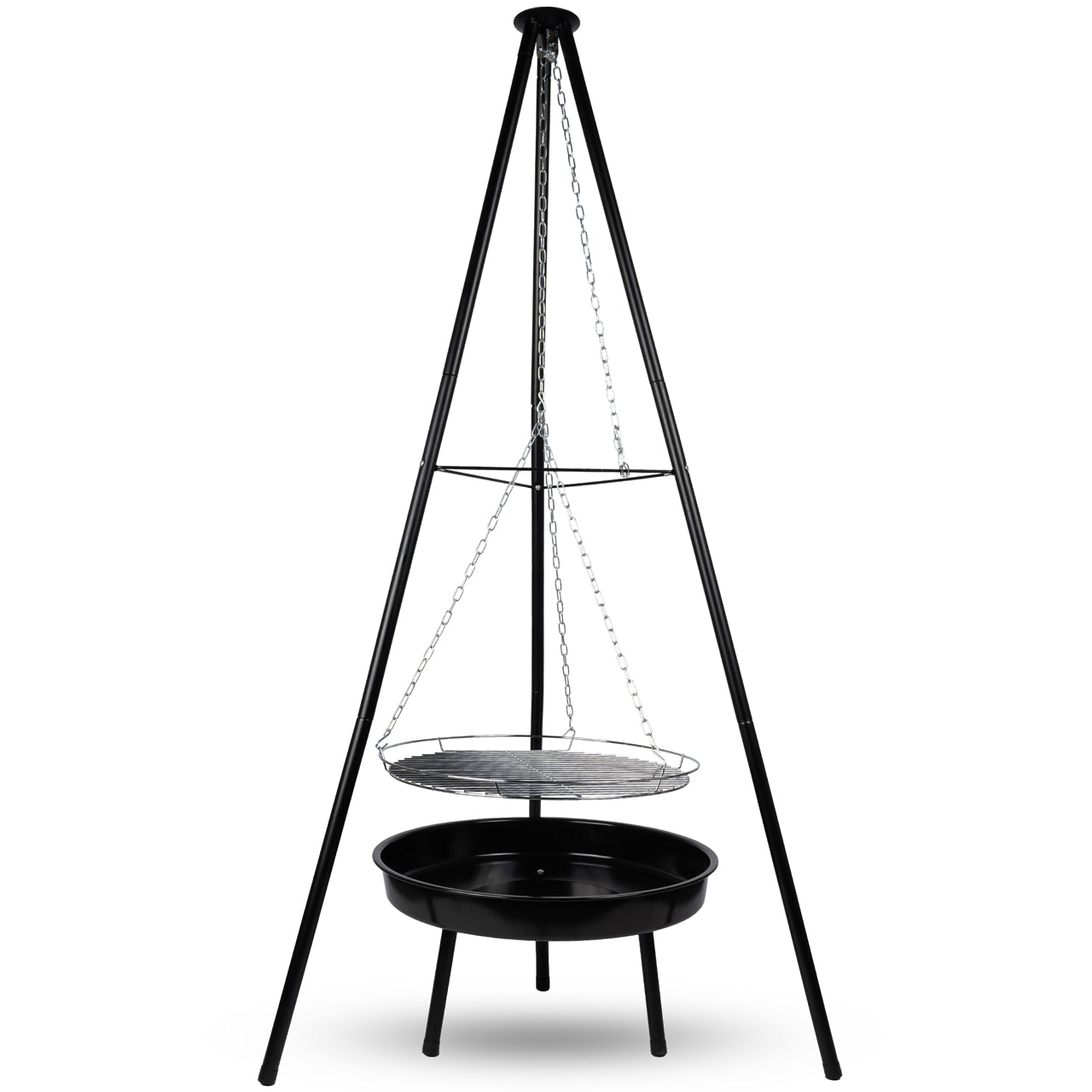 Trepied cu vatra suspendata pentru gratar de gradina TripleBBQ GM10000, 155 cm, MalTec 109992