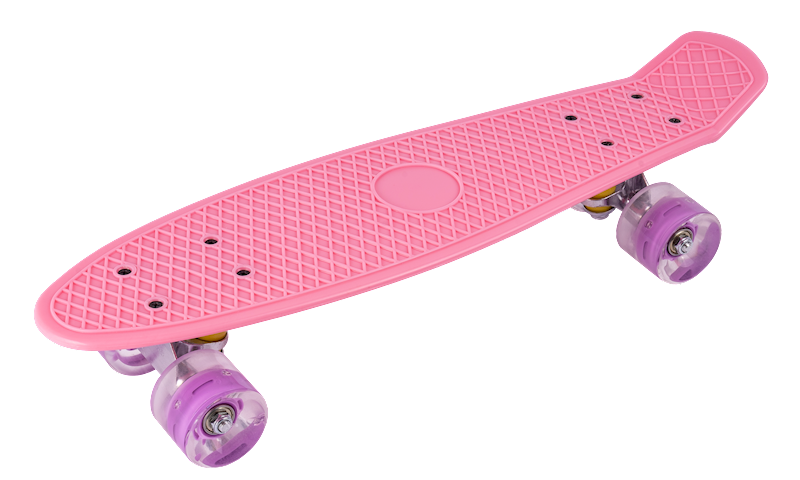 Skateboard roz cu roti luminoase, 56 cm x 15 cm, MalPlay 110183