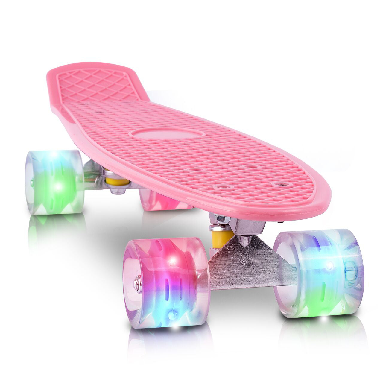 Skateboard roz cu roti luminoase, 56 cm x 15 cm, MalPlay 110183