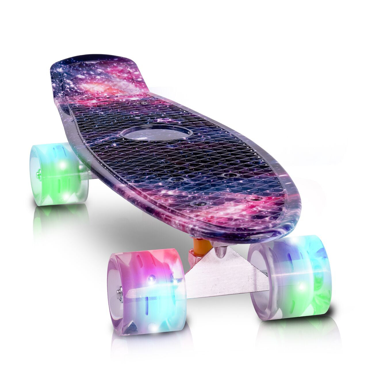 Skateboard model Space cu roti luminoase, 56 cm x 15 cm, MalPlay 110184