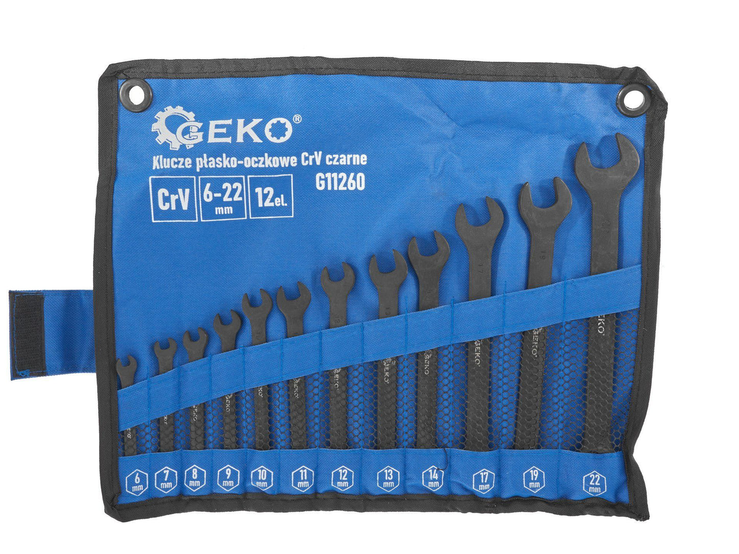 Set chei combinate, 6-22 mm, 12 elemente, negru, Geko G11260