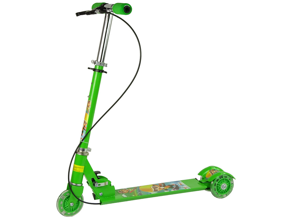 Trotineta cu roti luminoase LED, frana de mana, verde, Lean 11918