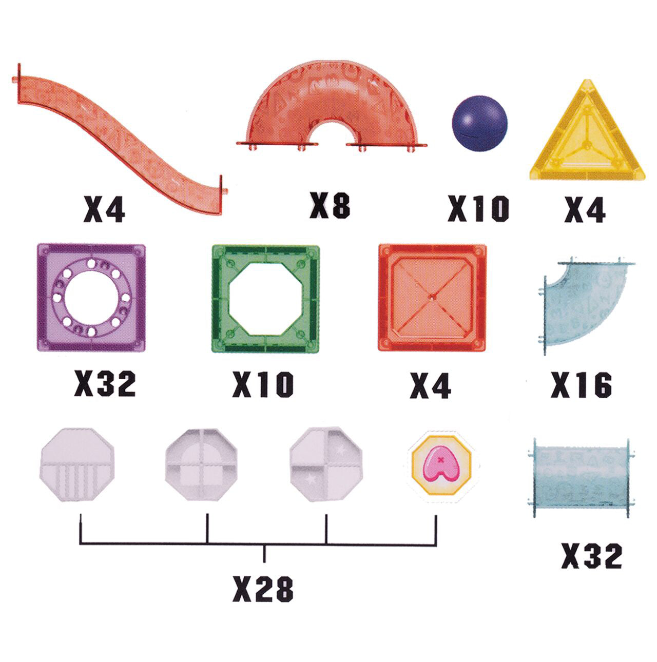 Set blocuri magnetice 3D, 148 elemente, MalPlay 109776