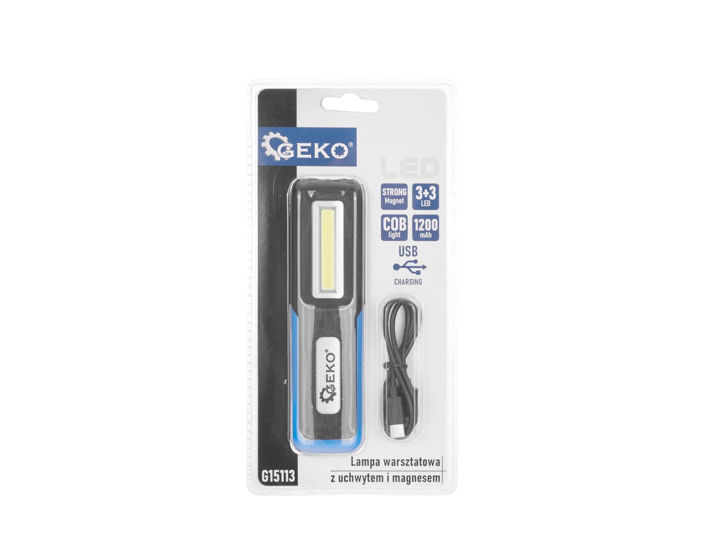 Lanterna LED COB de atelier cu suport si magnet, 1200 mAh, Geko G15113