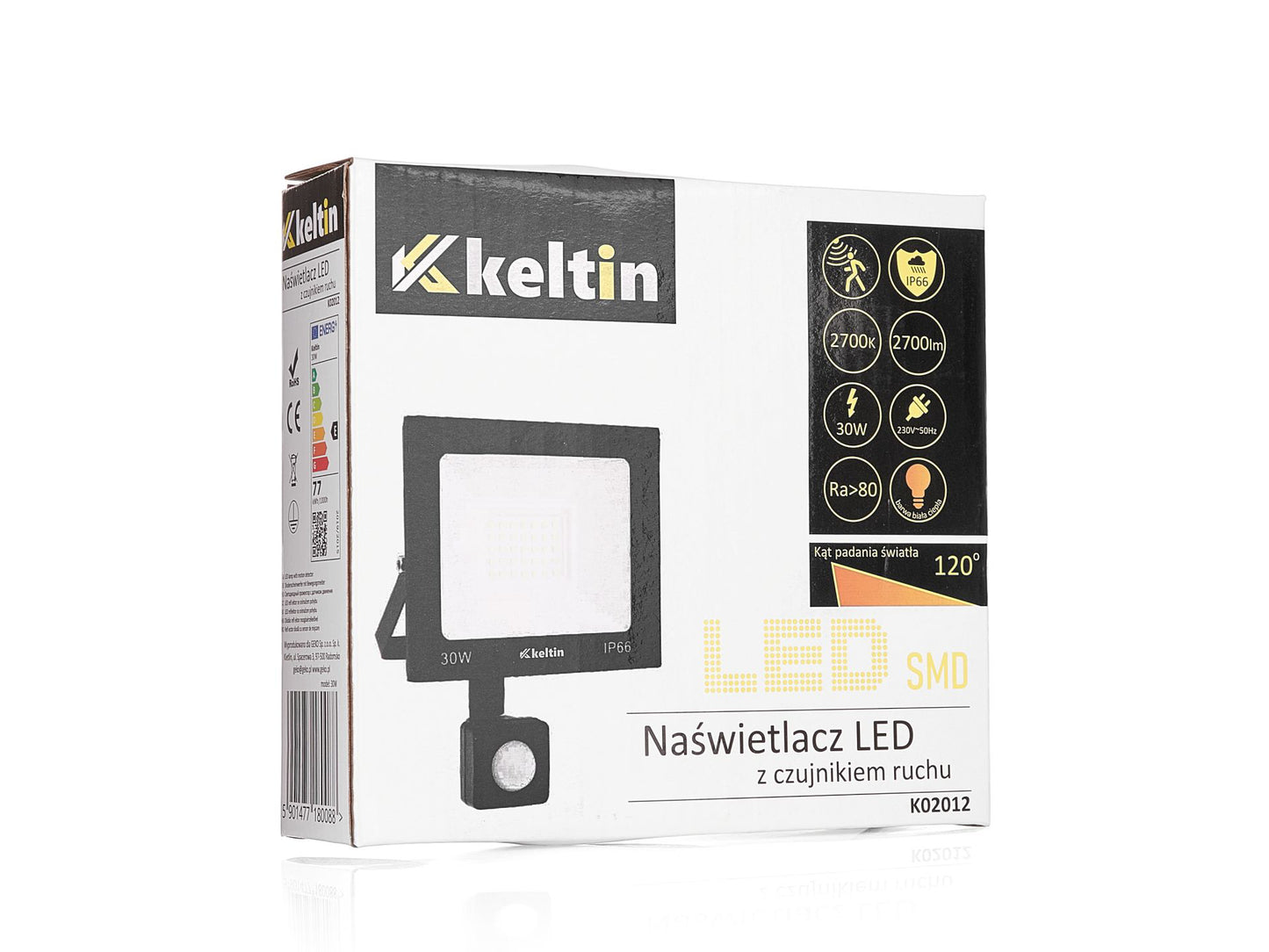 Proiector LED cu senzor de miscare, 30 W, 2700K, Keltin K02012