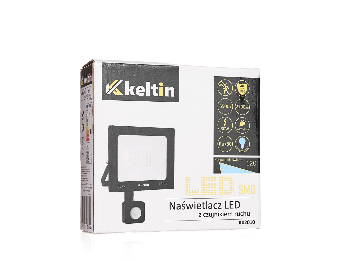 Proiector LED cu senzor de miscare, 30 W, 6500K, Keltin K02010