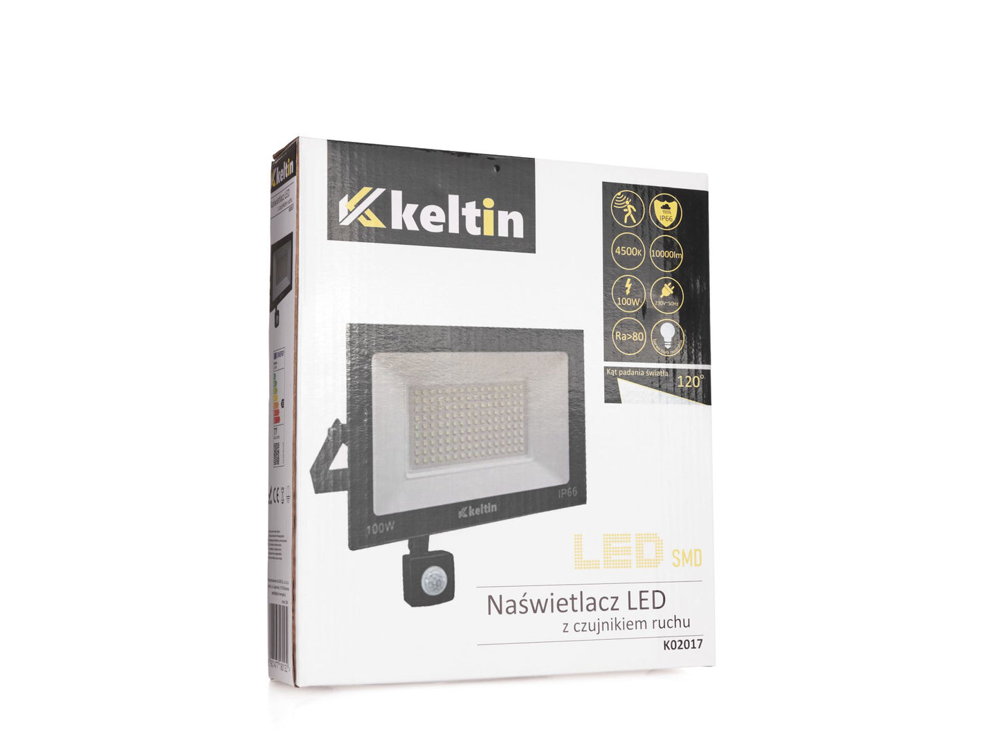 Proiector LED cu senzor de miscare, alb, 100 W, 4500K, Keltin K02017