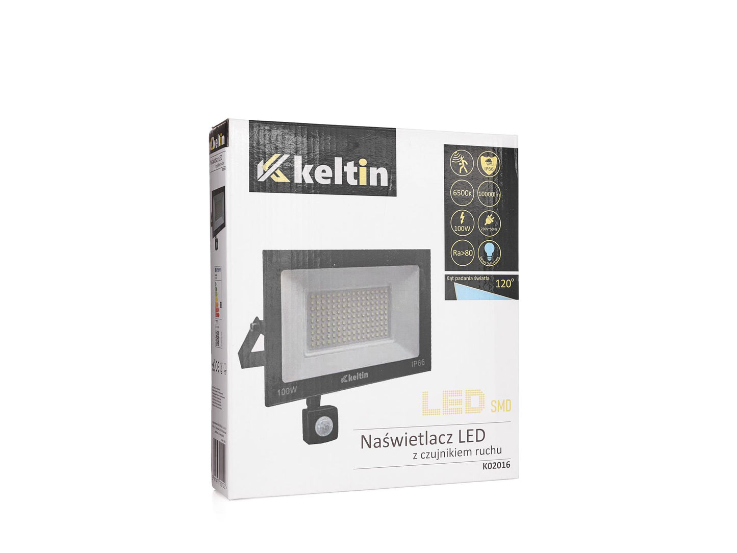 Proiector LED cu senzor de miscare, alb rece, 100 W, 6500K, Keltin K02016