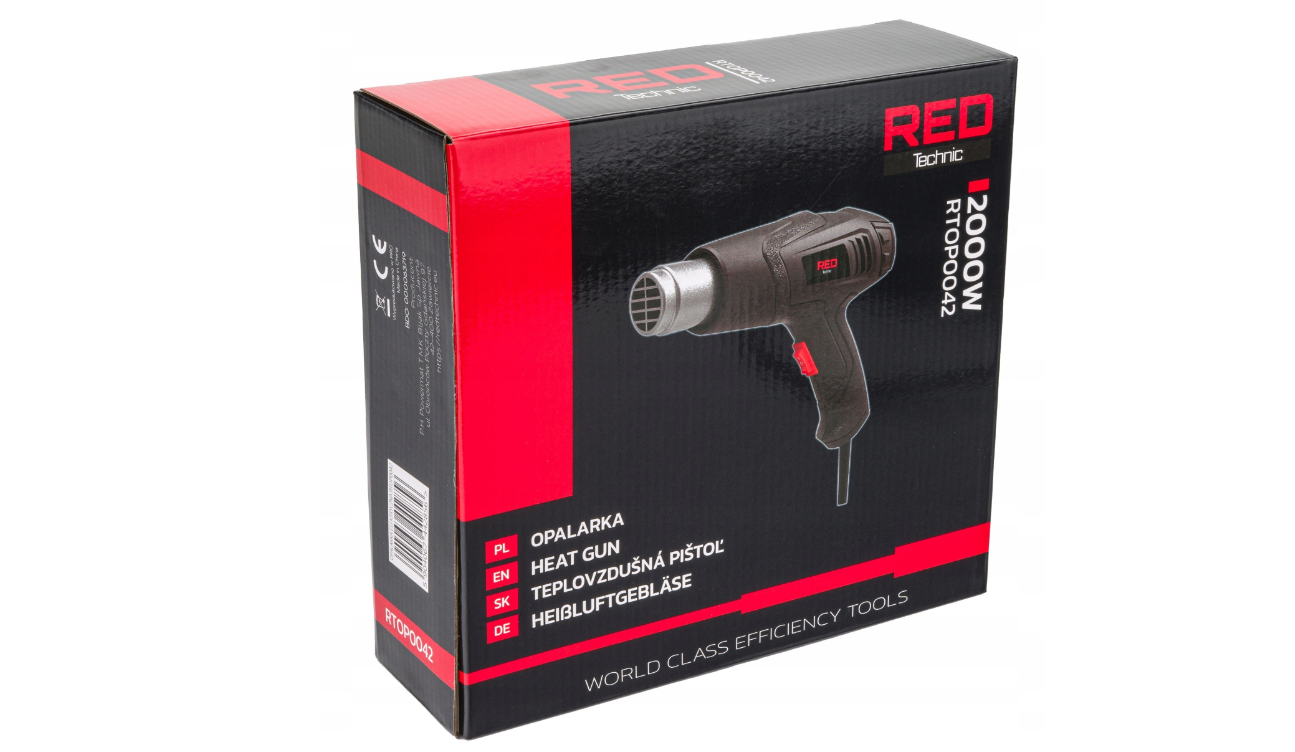 Pistol cu aer cald cu 4 duze, 2 viteze, 2000 W, Red Technic RTOP0042