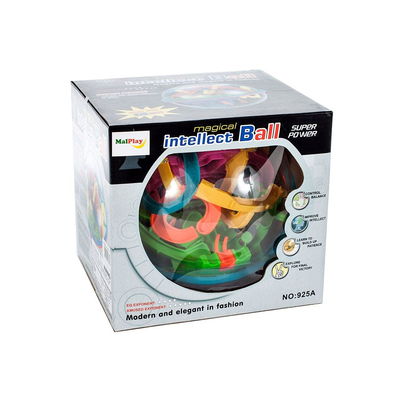 Jucarie de indemanare Sfera Inteligenta labirint cu minge metalica 3D, MalPlay 106311