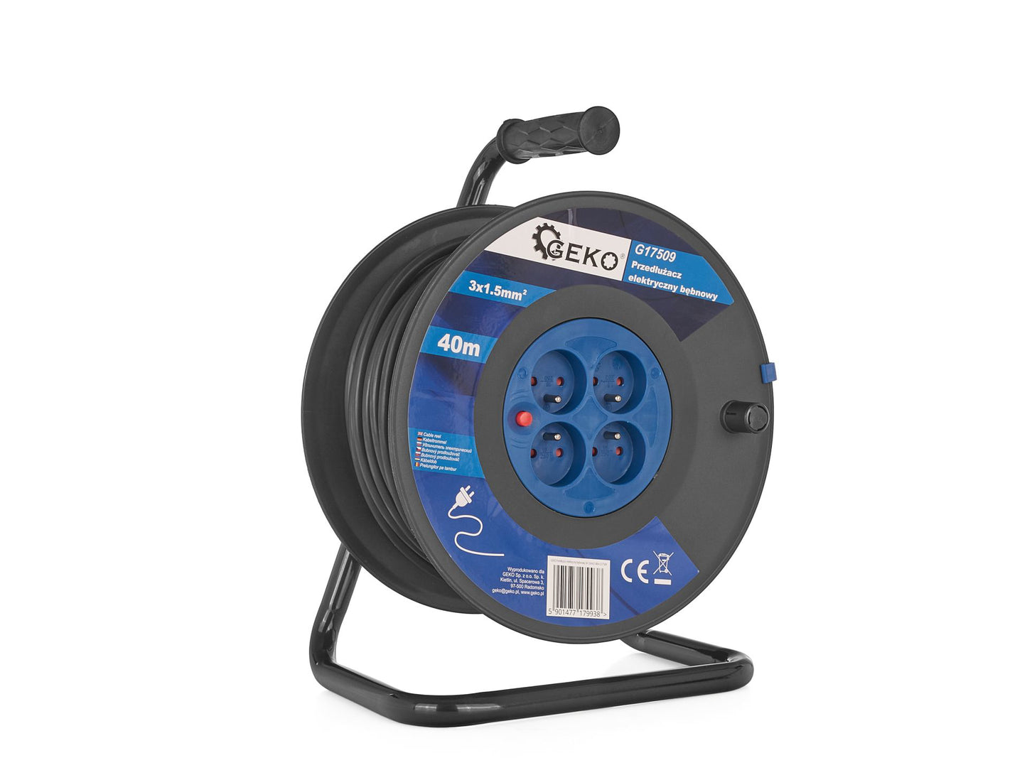 Prelungitor pe tambur, 3 x 1.5 mm2, 40 m, Geko G17509