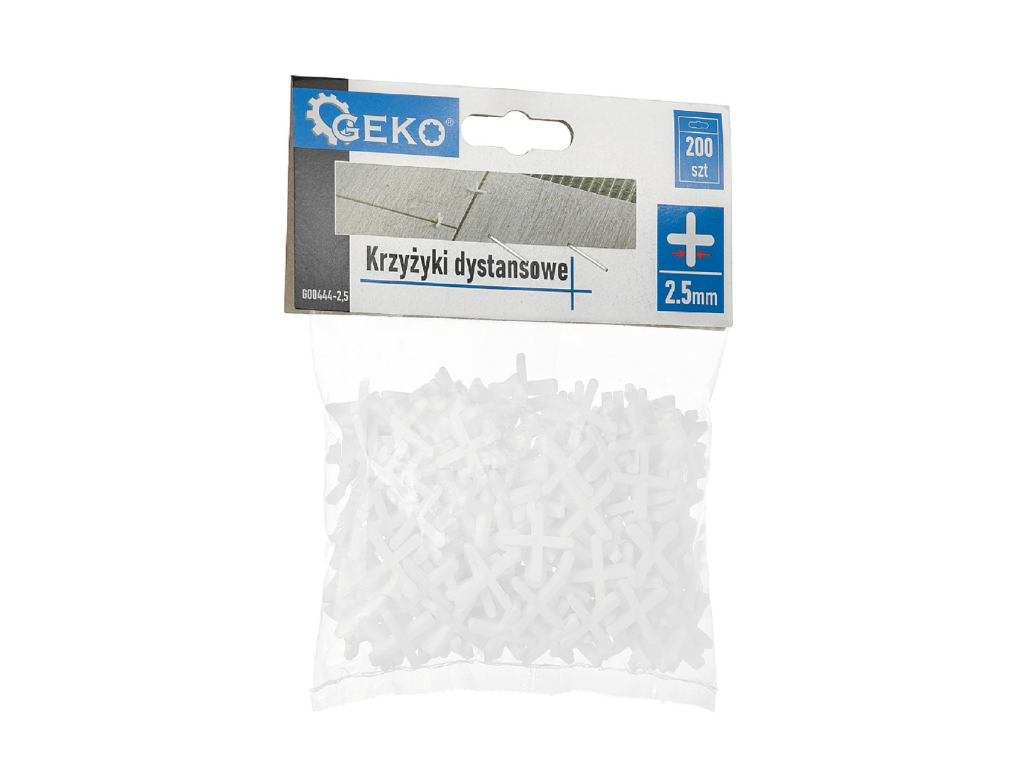 Set distantiere tip cruce pentru gresie si faianta, 2.5 mm, 200 elemente, Geko G00444-2,5
