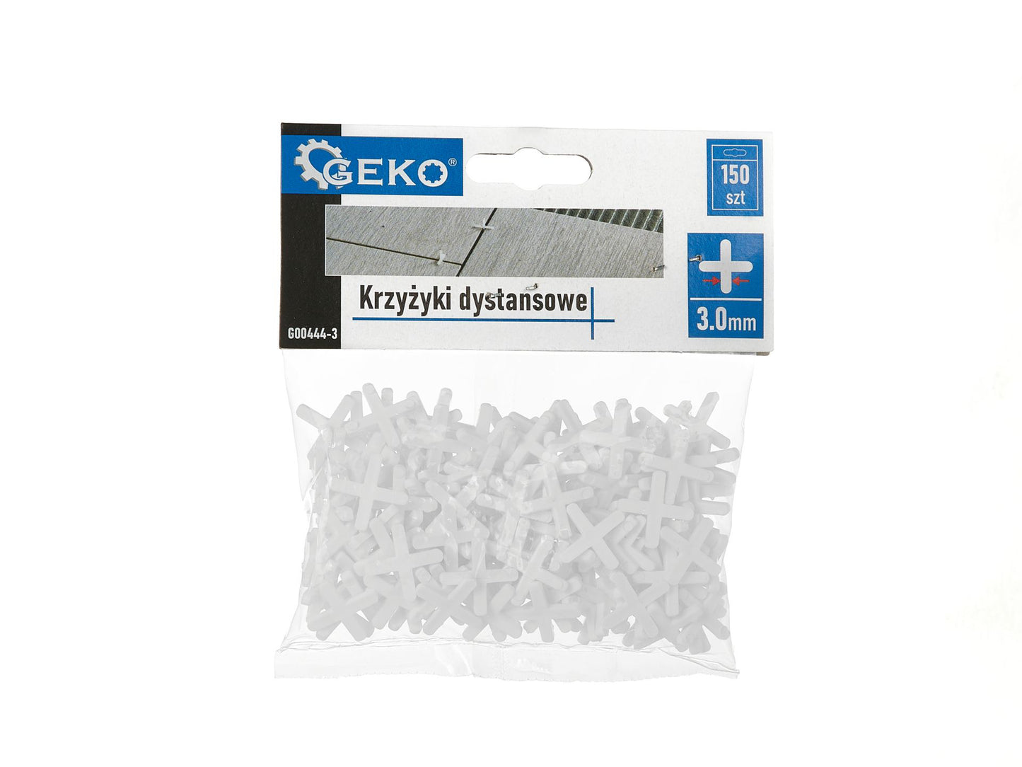 Set distantiere tip cruce pentru gresie si faianta, 3 mm, 150 elemente, Geko G00444-3