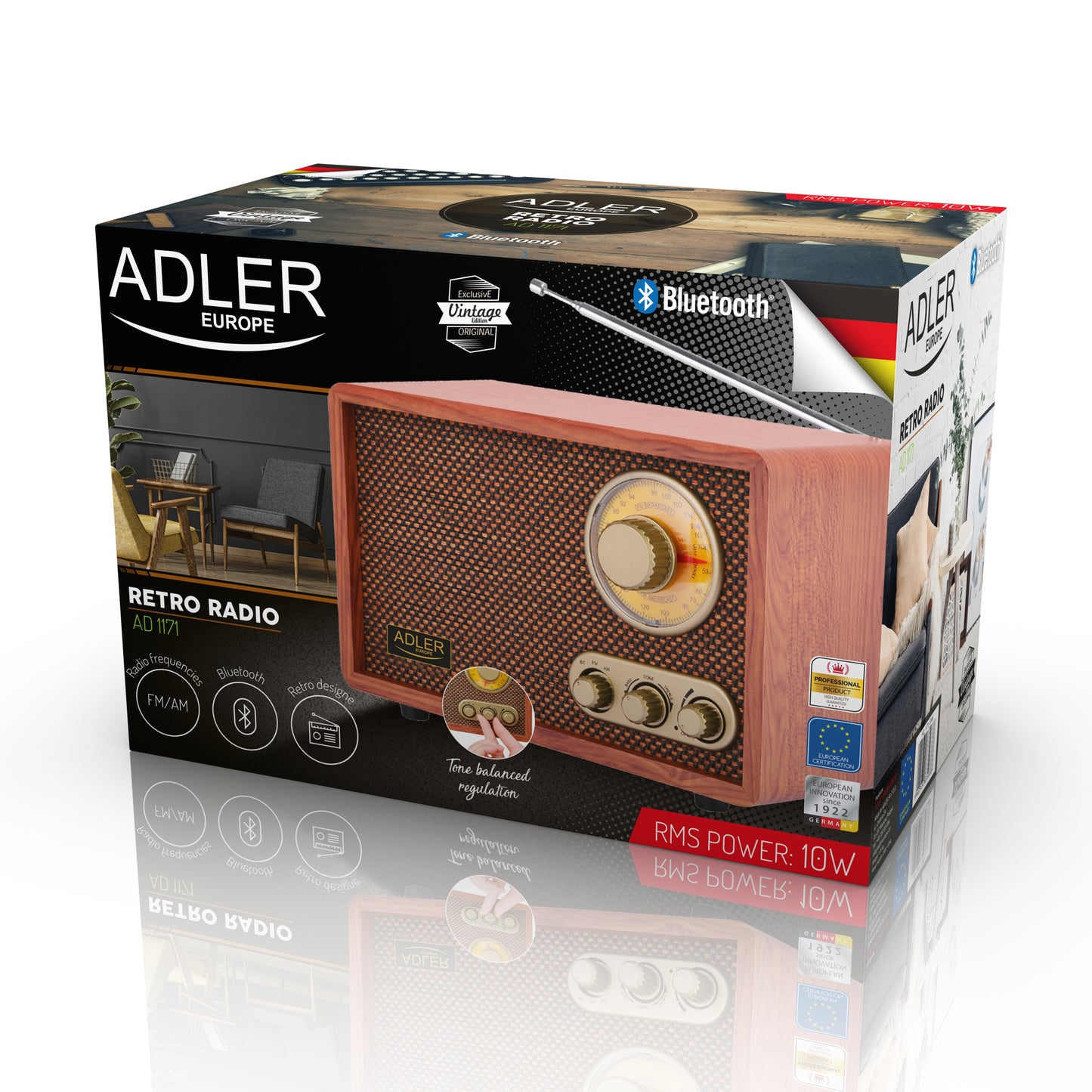 Radio retro cu Bluetooth FM / AM, Adler AD1171