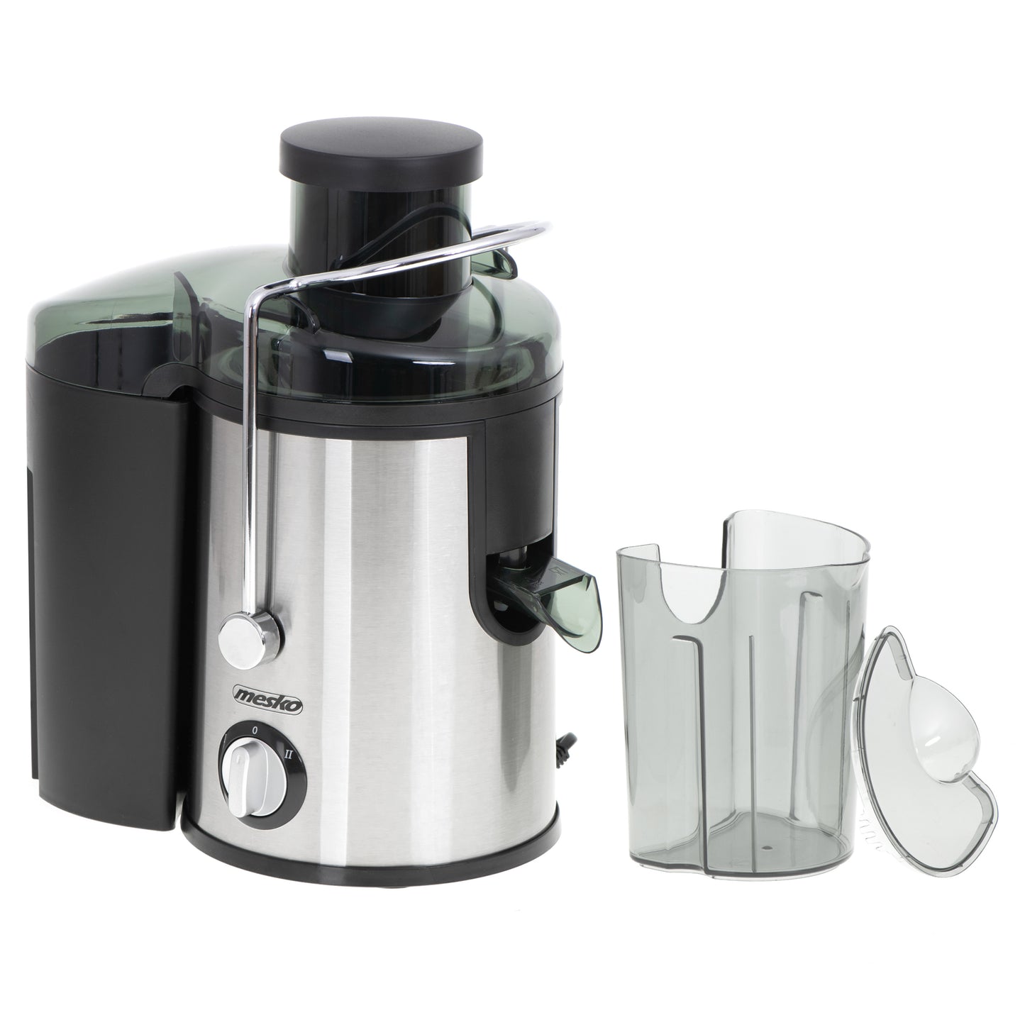 Storcator de fructe, 600 W, 3 viteze, colector pulpa 1.5 l, recipient suc 0.45 l, negru, Mesko MS4126B
