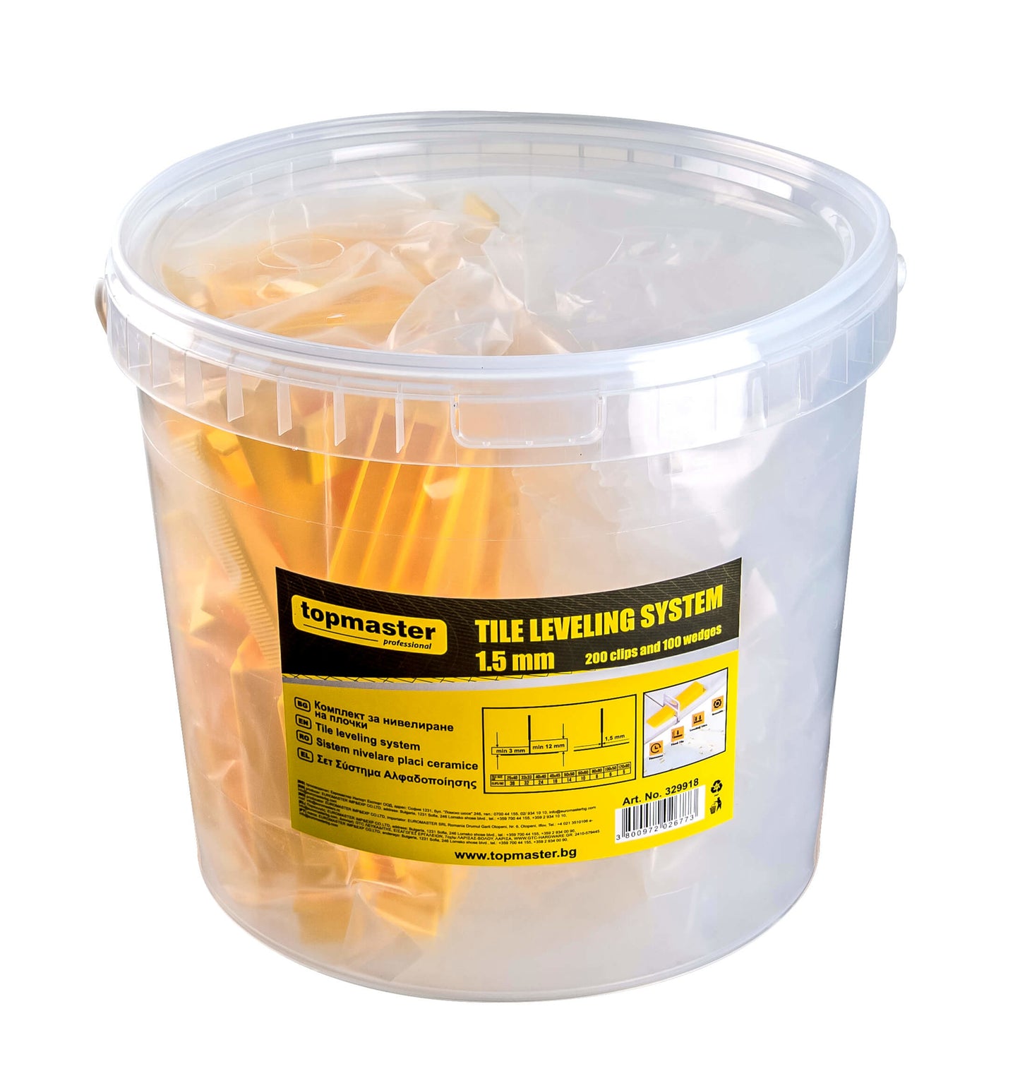 Sistem de nivelare al placilor metalice, 200 clipsuri si 100 pene, Topmaster 329918